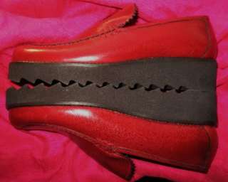 DONALD J PLINER SHOES RED LEATHER LOAFERS W WEDGE SIZE 5,5 M/35,5 MADE 