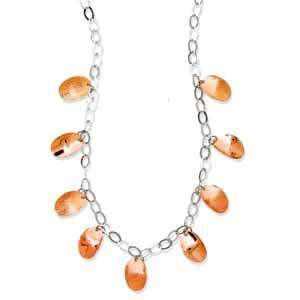  925 Silver Necklace with Rose Gold Charms  17.5 IN 