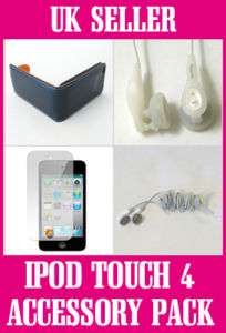 iPod Touch 4 Black Leather Case & Earphones Bundle  