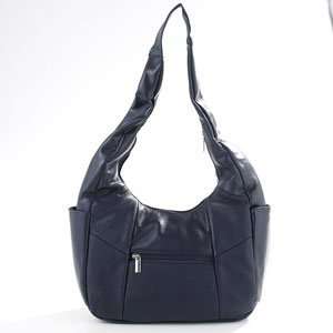  DMargeaux Leather Slouchy Hobo in NAVY 