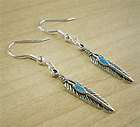 Vintage Silver Native American Western Turquoise Feather Charm 
