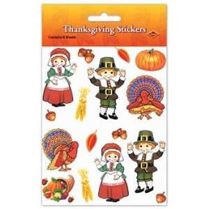 Pilgrim & Turkey Stickers Party Accessory (1 count) (4 Shs/Pkg 