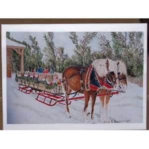  Horse & Sleigh Holiday Cards By Barbara Spencer