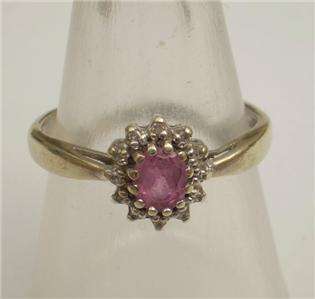 VINTAGE PINK SAPPHIRE AND DIAMOND CLUSTER RING  
