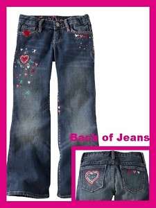 NEW GAP GIRL Embroidered HEART STITCH BOOT CUT JEANS 10  