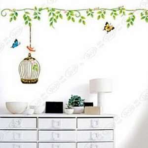 Wall Decor Removable Decal Sticker   Flying Butterflies with Birdcage 