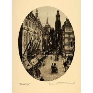  1915 Print Old Market Square Dresden Flag Drawing Jewel 