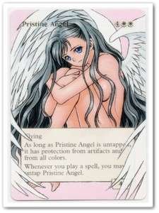 Pristine Angel Anime Girl Altered Art Hand Painted Mtg  