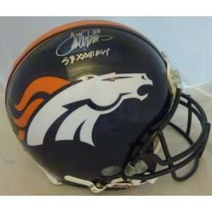   /Hand Signed Denver Broncos Proline Helmet w/SB XXXII MVP inscription