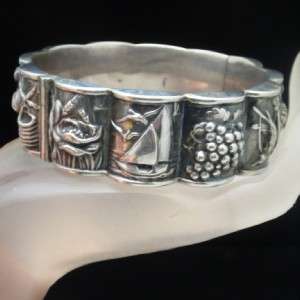   Bracelet Vintage Sterling Silver Repousse Detailed Hallmarked  