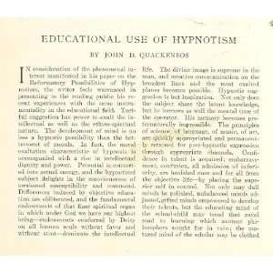  1900 Educational Use of Hypnotism by Dr John D Quackenbos 