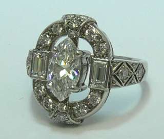 24cts Exceptional Antique Art Deco Marquise Diamond Engagement Ring 