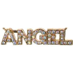  1/2 Hi Angel Necklace In Aurora Borealis with Gold 