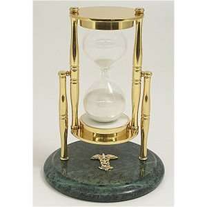 Brass/Green Marble Sand Timer, Medical 30 Minute, tarnish proof, D824M 