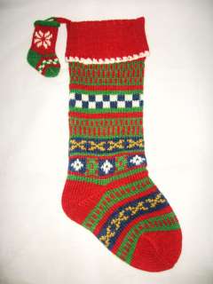 Knit Christmas Stocking Scandinavian Pattern & Mini Ornament   NEW 