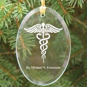  Medical Engraved Oval Glass Ornament