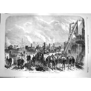  1868 London Fire Brigade Practice Thames Embankment