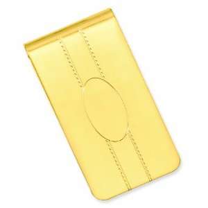   Gold Plated Engraveable Oval Center Money Clip Kelly Waters Jewelry