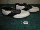 Mens FootJoy Turf Master Size 10.5 White & Dark Brown Golf Shoes GA487