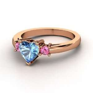  Spark My Heart Ring, Heart Blue Topaz 14K Rose Gold Ring 