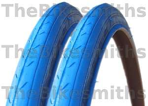PAIR 700 x 23c ALL BLUE FIXED GEAR TRACK ROAD BIKE TIRES NEW 100psi 