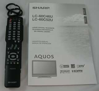 Sharp Aquos GA416WJSB Remote Control + Manual AS IS  
