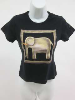 JIM THOMPSON Black Elephant Cotton T Shirt Top Sz S  