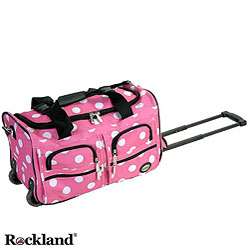 Rockland Pink Dot 22 inch Carry On Rolling Duffel Bag  