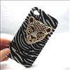 Bling leopard head Zebra back case cover for iphone 4  