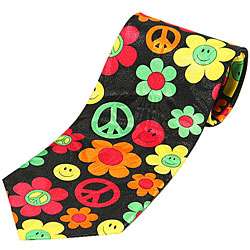 Mystic Clothing Satin 70s Peace and Love Necktie with Gift Box 