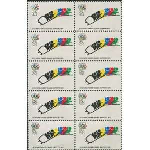 1972 WINTER OLYMPICS ~ SAPPORO JAPAN ~ BOBSLEDDING #1461 BLOCK of 10 x 