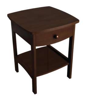 Antique Brown Walnut Wood Curved End Table/Night Stand  
