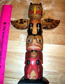 Wooden Tribal Totem Pole, 11 inches tall  