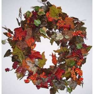  22 Fall Colored Leaf & Berry Wreath