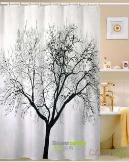 Big Tree Scene Bathroom Fabric Waterproof Shower Curtain Free 12 Hooks 
