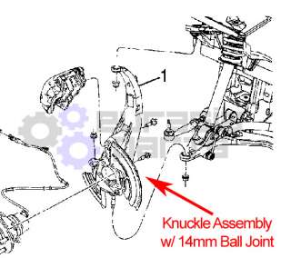  Lincoln LS Front Right Steering Knuckle Assembly with 14mm Ball Joint