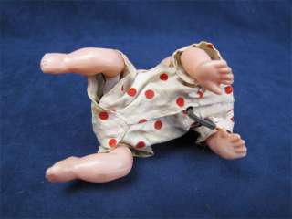 Vintage Tin & Plastic Wind Up Crawling Baby Toy Japan  