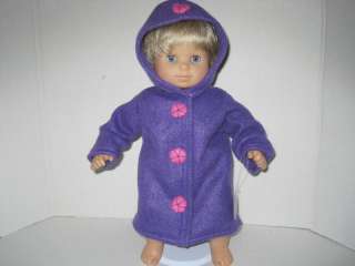 PURPLE FLEECE HOODED COAT for 15 Bitty Baby Dolls  