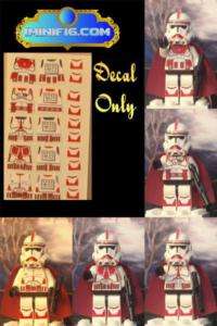 LEGO Custom Star Wars Red Clone Trooper stickers x 5  
