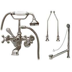 Clawfoot Tub Wall Mount Faucet, Drain & Supply Line Set  