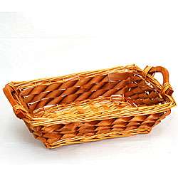 Wood handled Wicker Tray Baskets (Set of 12)  