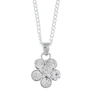  Crystale Created Stone Flower Necklace Jewelry