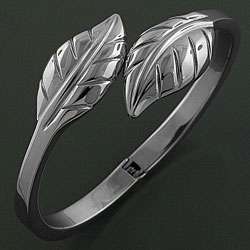 Stainless Steel Leaf Design Bypass Bangle (China)  