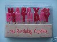 HAPPY 1st BIRTHDAY(Pink)TOOTHPICK CAKE CANDLES(1G CC)  