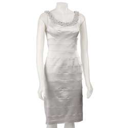 Cachet Womens Silver Beaded Neck Dress  