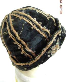 antique WOMAN FLAPPER HAT/CAP sequins ELISABETH NY~OLD  