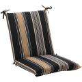 Rounded Black/ Tan Stripe Outdoor Chair Cushion  