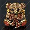 Brown swarovski crystal rhinestone bear fashion jewelry stretch plated 