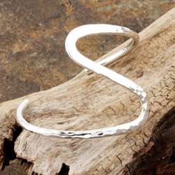 Sterling Silver Hammered S Cuff Bracelet (Mexico)  