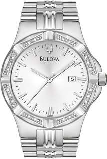 Bulova Mens Silver Dial Diamond Dress 96E107 Watch  